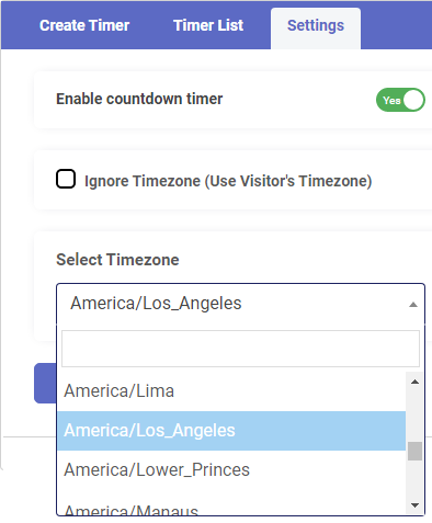 Select Timezone